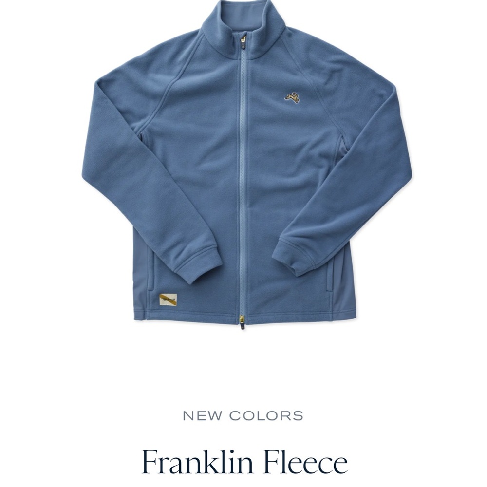 Tracksmith women’s Franklin fleece running jacket in Lagoon size S